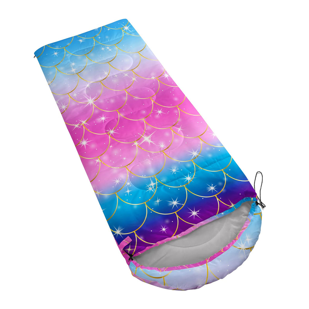 Axolotl Mermaid Scales Sleeping Bag For Kids Girls-Lightweight Warm Cold Weather Hike More Worry Less Sleeping Bag For Traveling