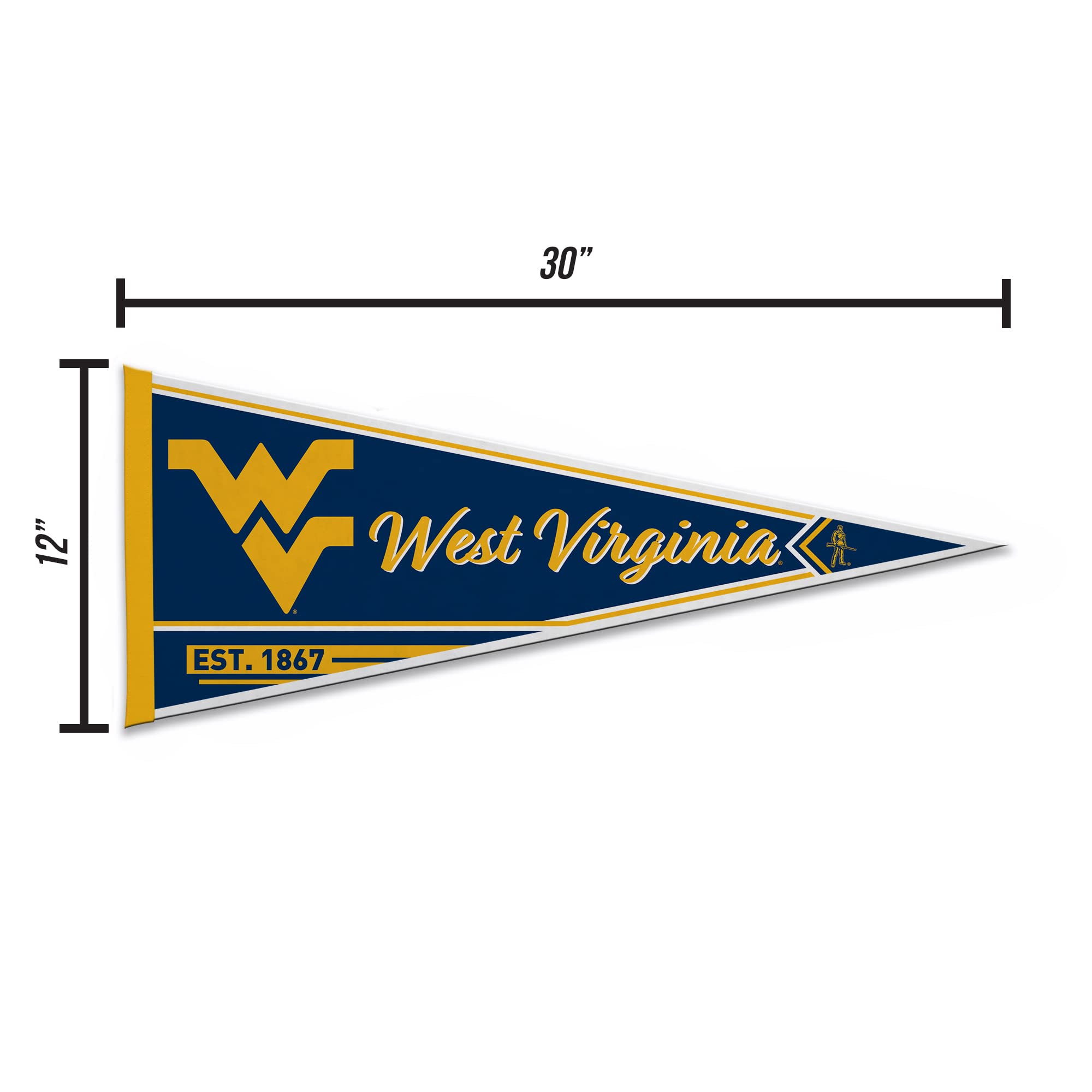 Rico Industries Ncaa West Virginia Mountaineers Classic 12'' X 30'' Felt Wall D  Cor Pennant - Great For Home/Bed Room/Man Cave