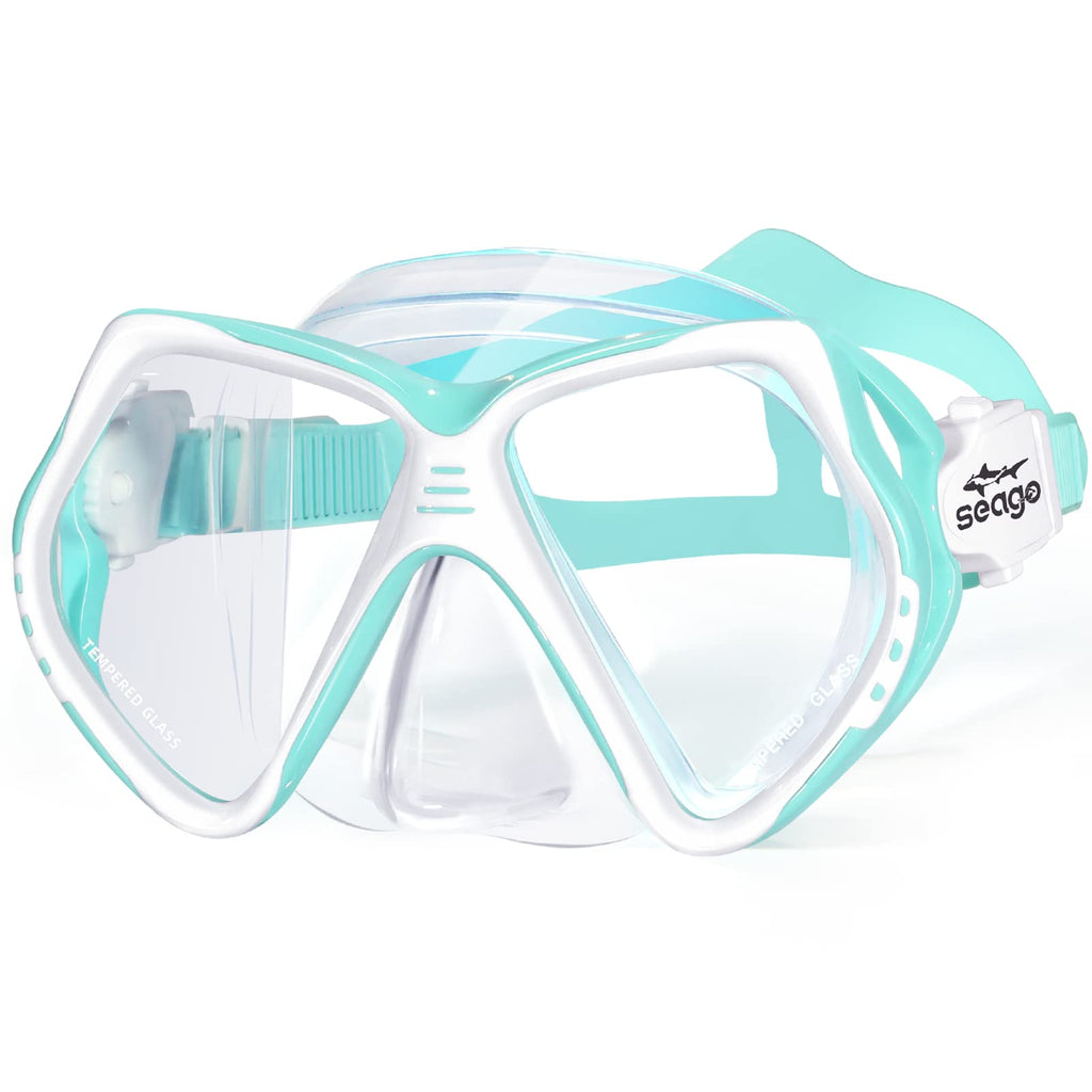 Seago Kids Swim Goggles With Nose Cover Snorkel Mask Scuba Diving Swim Mask Anti-Fog Tempered Glass, Panoramic Clear View Silico