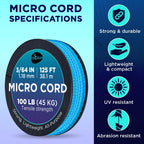 Teceum Micro Paracord - Ice Mint - 1.18 Mm X 125 Ft - Micro Utility Cord - Thin Braided Paracord Rope Nylon Polyester - Wind Chi