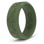 Enso Rings Etched Bevel Silicone Wedding Ring - Comfortable And Flexible Design For Active Lifestyle - Pine Peak, Size 8