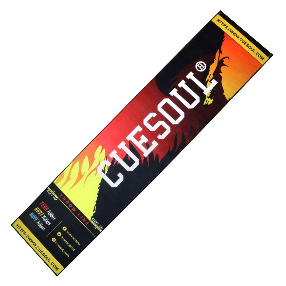 Cuesoul Heavy Duty Darts Mat Includes Both Official Soft & Steel Tip Throwline Yellow Fire