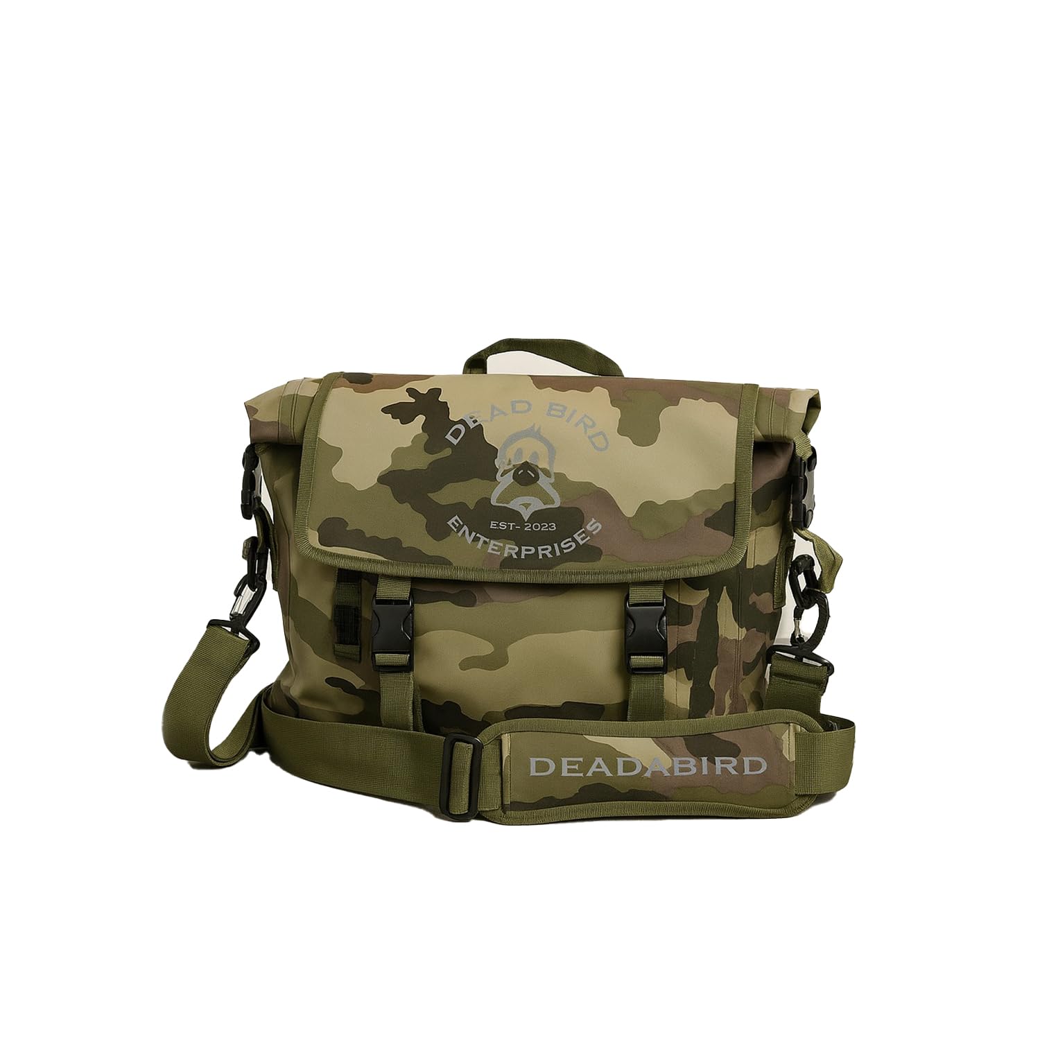 Dead Bird Enterprises Waterproof Tactical Sling Bag with Camouflage Pattern, Crossbody Dry Bag, Roll-Top Design, Adjustable Stra
