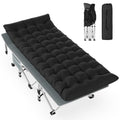 Slendor Folding Camping Cot Black, Sleeping Cot for Adults with Carry Bag, Mattress, 1200D Layer Oxford Portable Camp Bed Cot Be