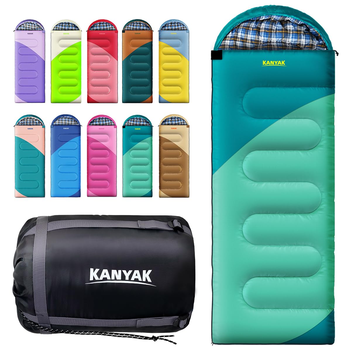 Kanyak Warm & Cool Weather Single Sleeping Bag For Adults Kids, Ideal For Hiking, Camping & Outdoor Adventures, Great Gift For C