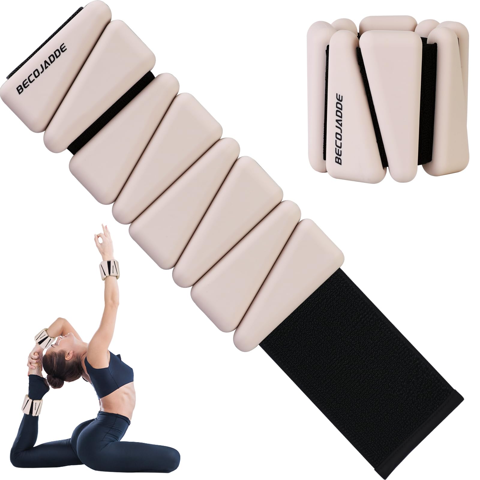 BECOJADDE Ankle Weights Set of 2 (3 lb Each) Adjustable Wrist Weights for Women Men Wearable Arm Leg Weight for Pilates, Running