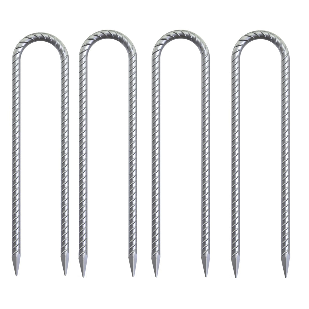 Ok5Star 16 Inch Trampoline Wind Stakes 4 Pack U Shaped Rebar Ground Stakes Galvanized Trampoline Stakes Heavy Duty Ground Anchor
