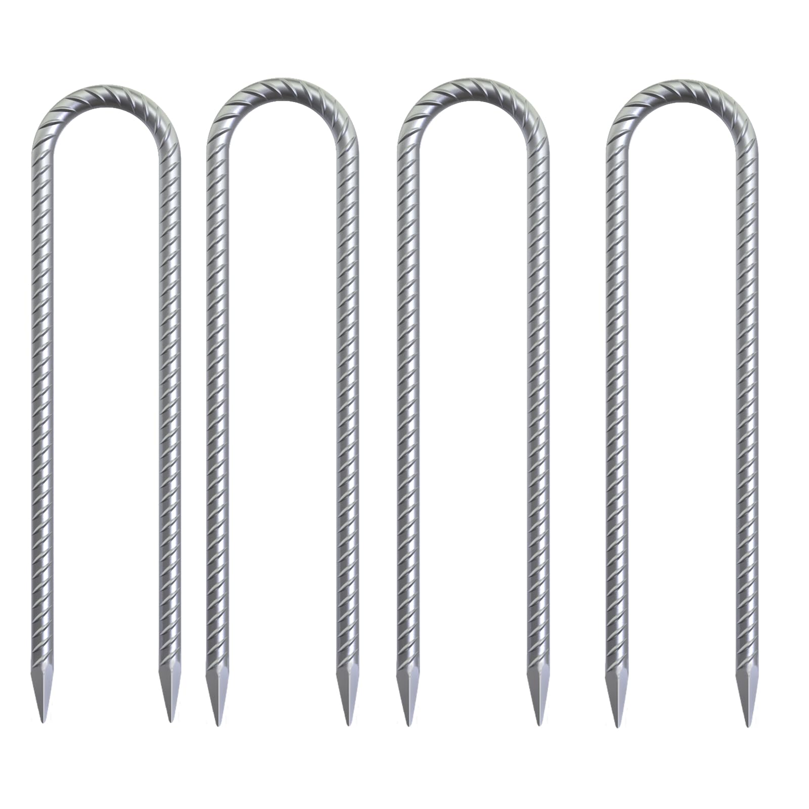 Ok5Star 16 Inch Trampoline Wind Stakes 4 Pack U Shaped Rebar Ground Stakes Galvanized Trampoline Stakes Heavy Duty Ground Anchor