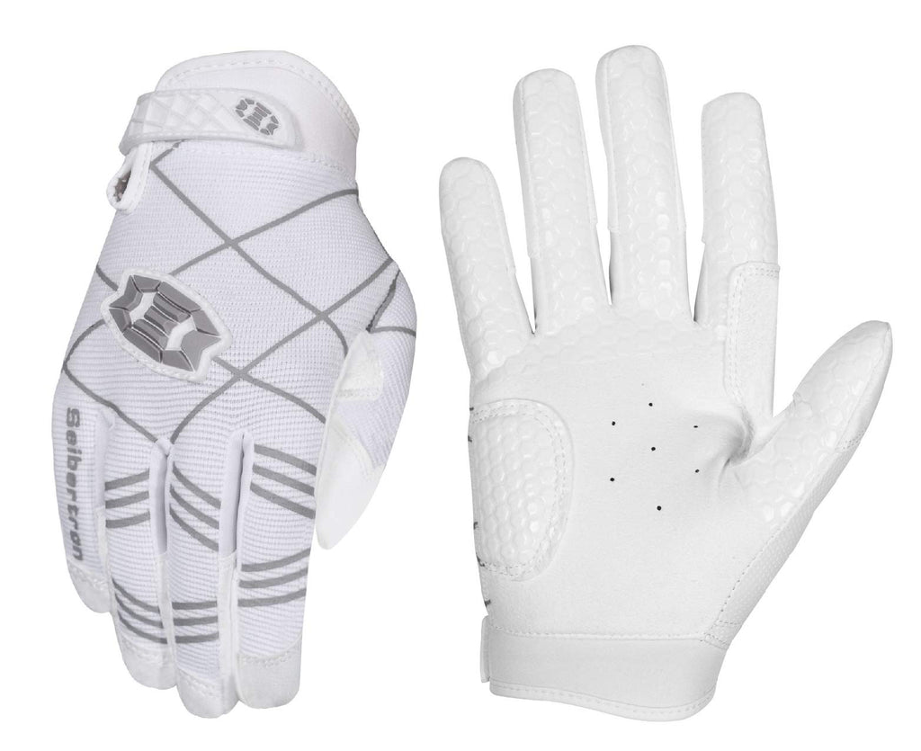 Seibertron B-A-R Pro 2.0 Signature Baseball/Softball Batting Gloves Super Grip Finger Fit For Youth (White, Xl)