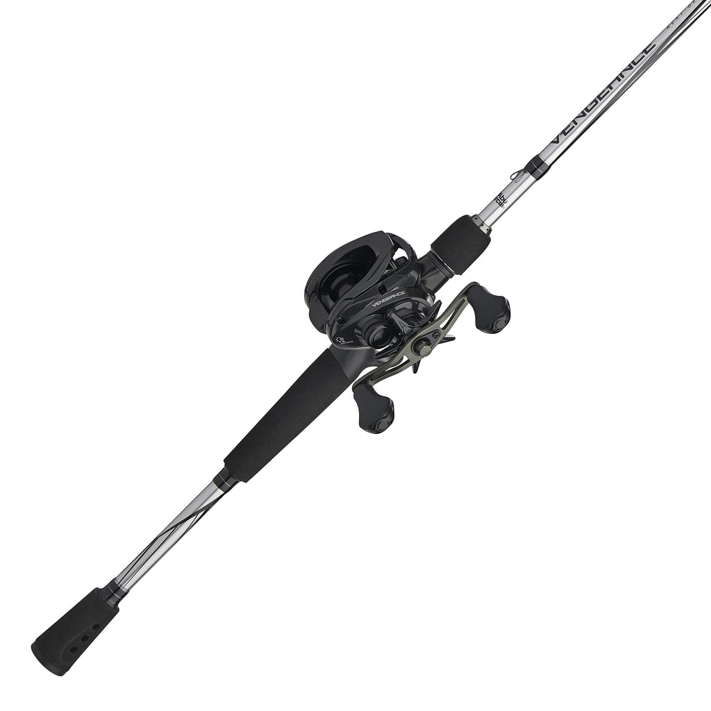 Abu Garcia Vengeance Low Profile Baitcast Reel And Fishing Rod Combo, Black/Silver, 7' - Medium Heavy - 1Pc- Right-Handed