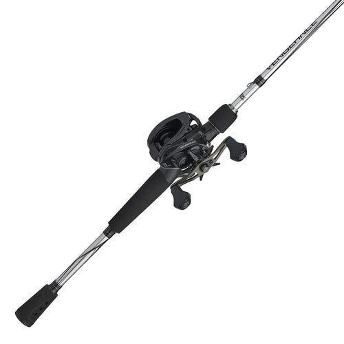 Abu Garcia Vengeance Low Profile Baitcast Reel And Fishing Rod Combo, Black/Silver, 7' - Medium Heavy - 1Pc- Right-Handed