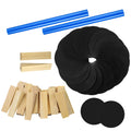 Soulchen 50 Pcs Pool Table Leveling Kit 28 Wooden Wedges 20 Rubber Shims 2 Blue Wax Sticks Billiard Table Installation Shim Set 