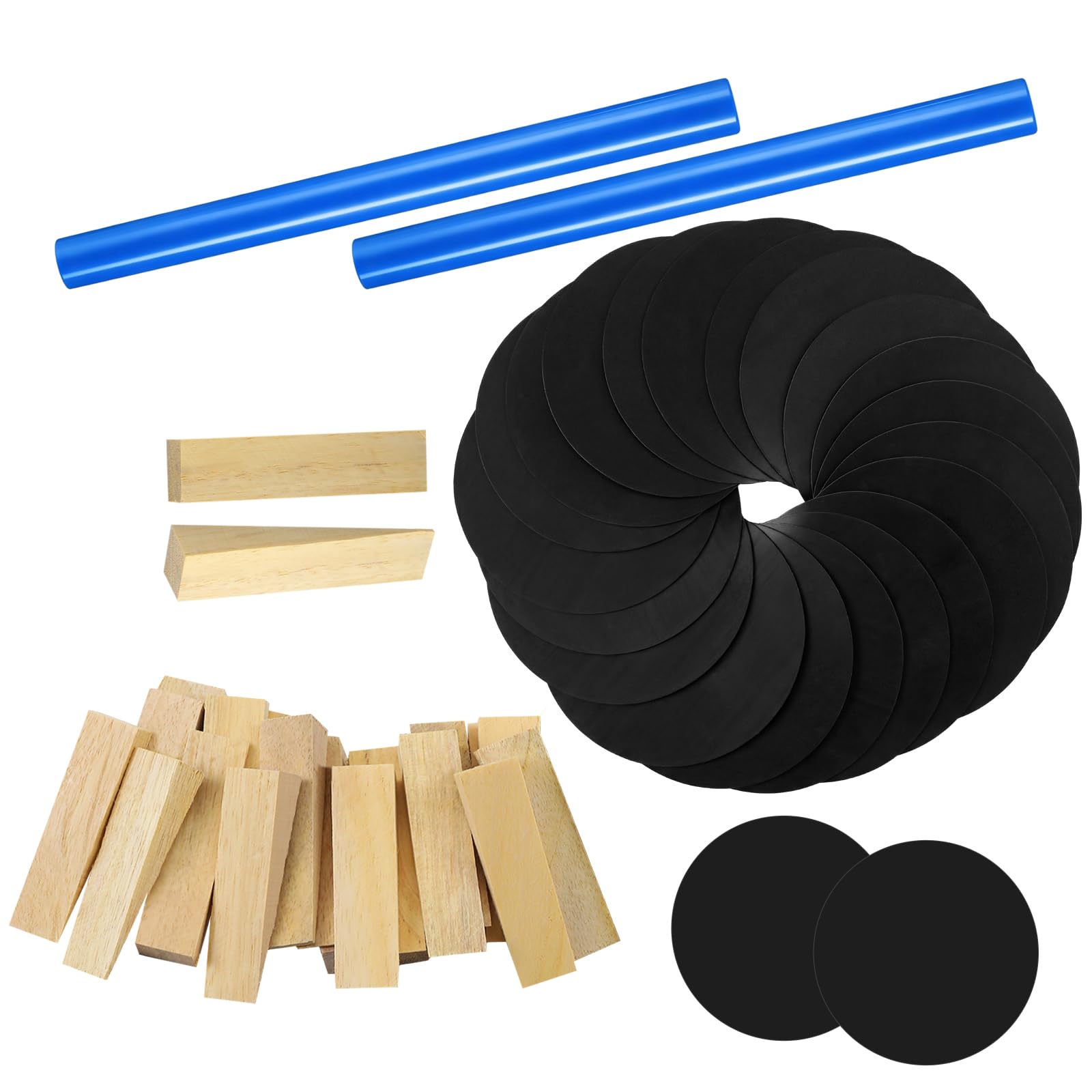 Soulchen 50 Pcs Pool Table Leveling Kit 28 Wooden Wedges 20 Rubber Shims 2 Blue Wax Sticks Billiard Table Installation Shim Set 