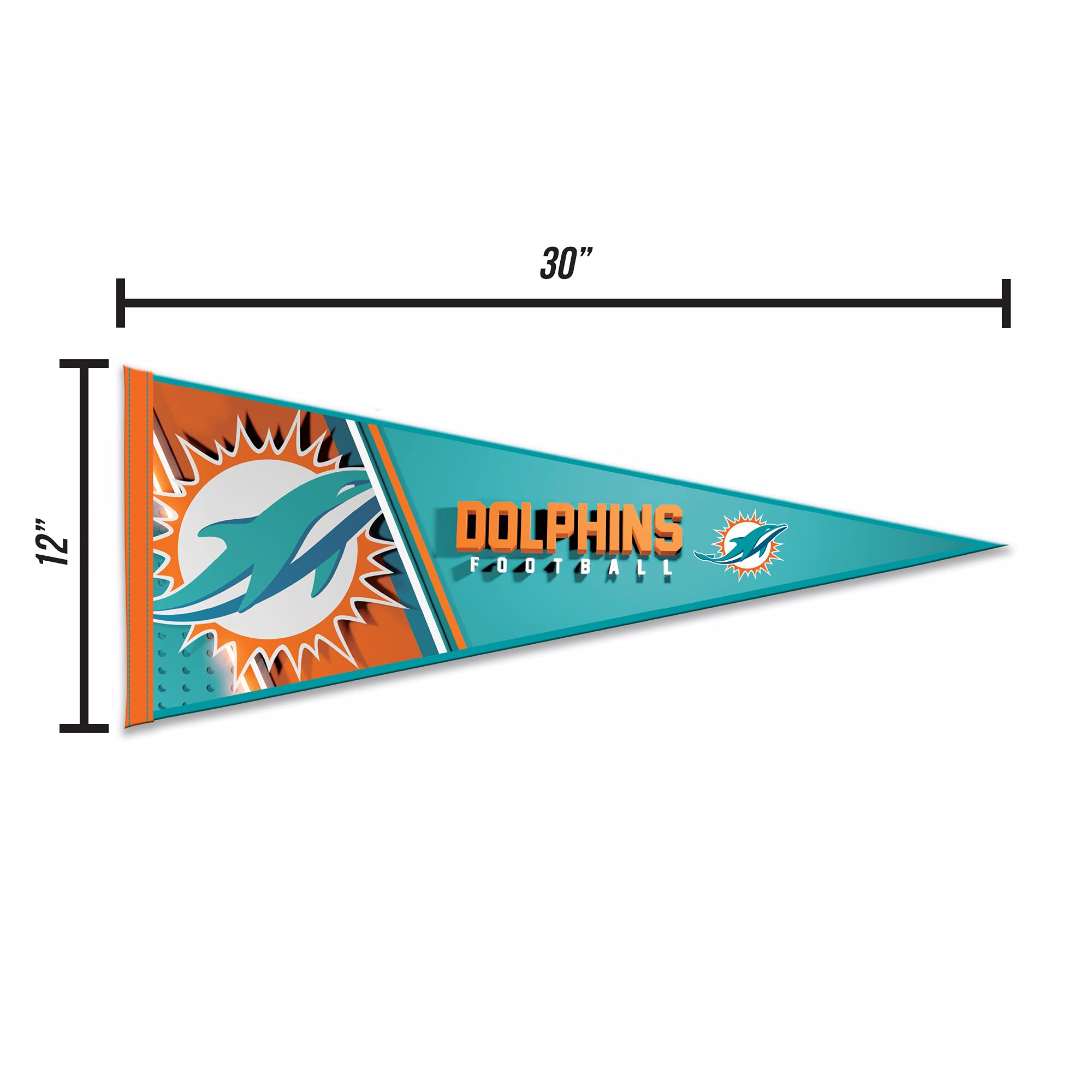 Rico Industries Nfl Football Miami Dolphins Primary 12'' X 30'' Felt Wall D  Cor Pennant - Great For Home/Bed Room/Man Cave D  C