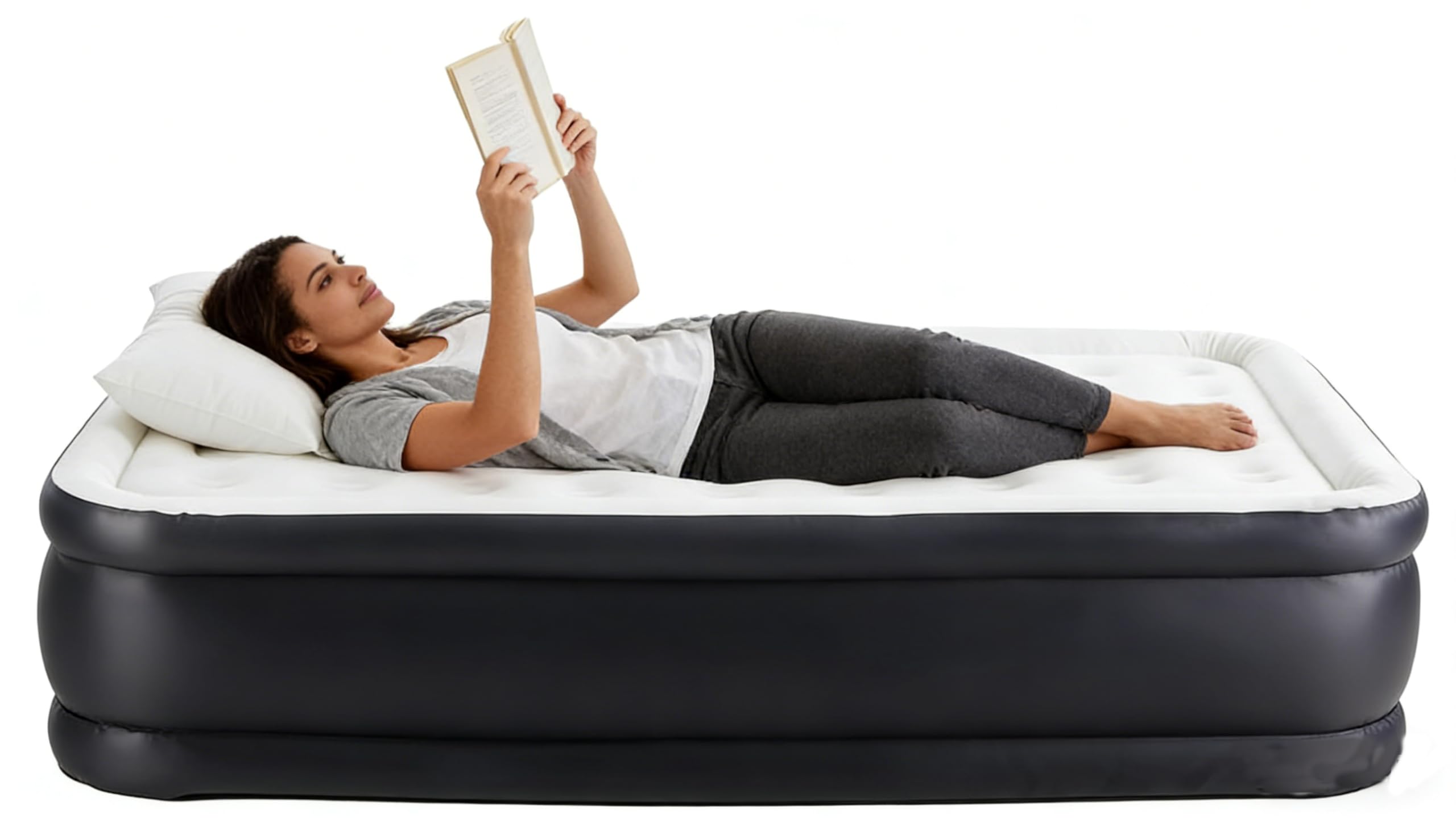 Simple Deluxe Twin 18 Height Camping Air Mattress, Built-in High-Speed Pump, Leak-Proof Foldable Airbed with Carrying Bag, Ideal