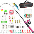 Kids Fishing Pole Kit, 59'' Telescopic Rod And Reel Beginner Combo With Spincast Reel,Tackle Box, Carrier Bag,Fishing Gear For B