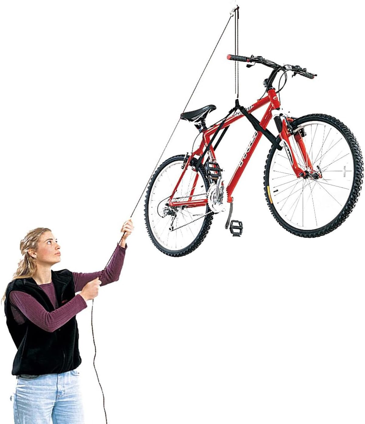 HARKEN Hoister - Overhead Garage Storage 1 Point Hoist System for Bikes, Ladders (45lb Capacity, 10ft Ceiling) Space-Saving Orga