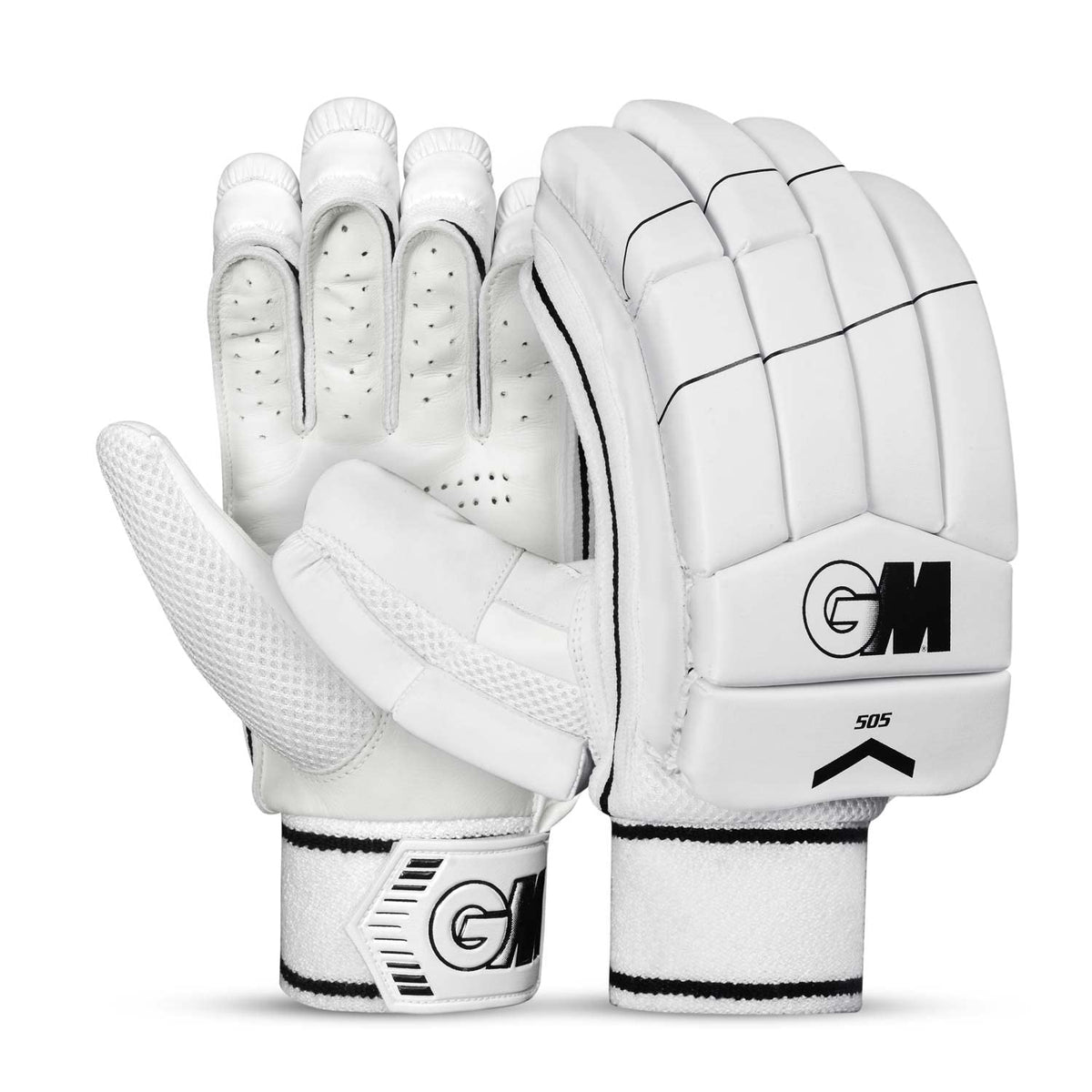 GM 505 Lightweight Cricket Batting Gloves for Youth Right Handed | Ergonomically Designed | Good Protection | Colour : White/Bla