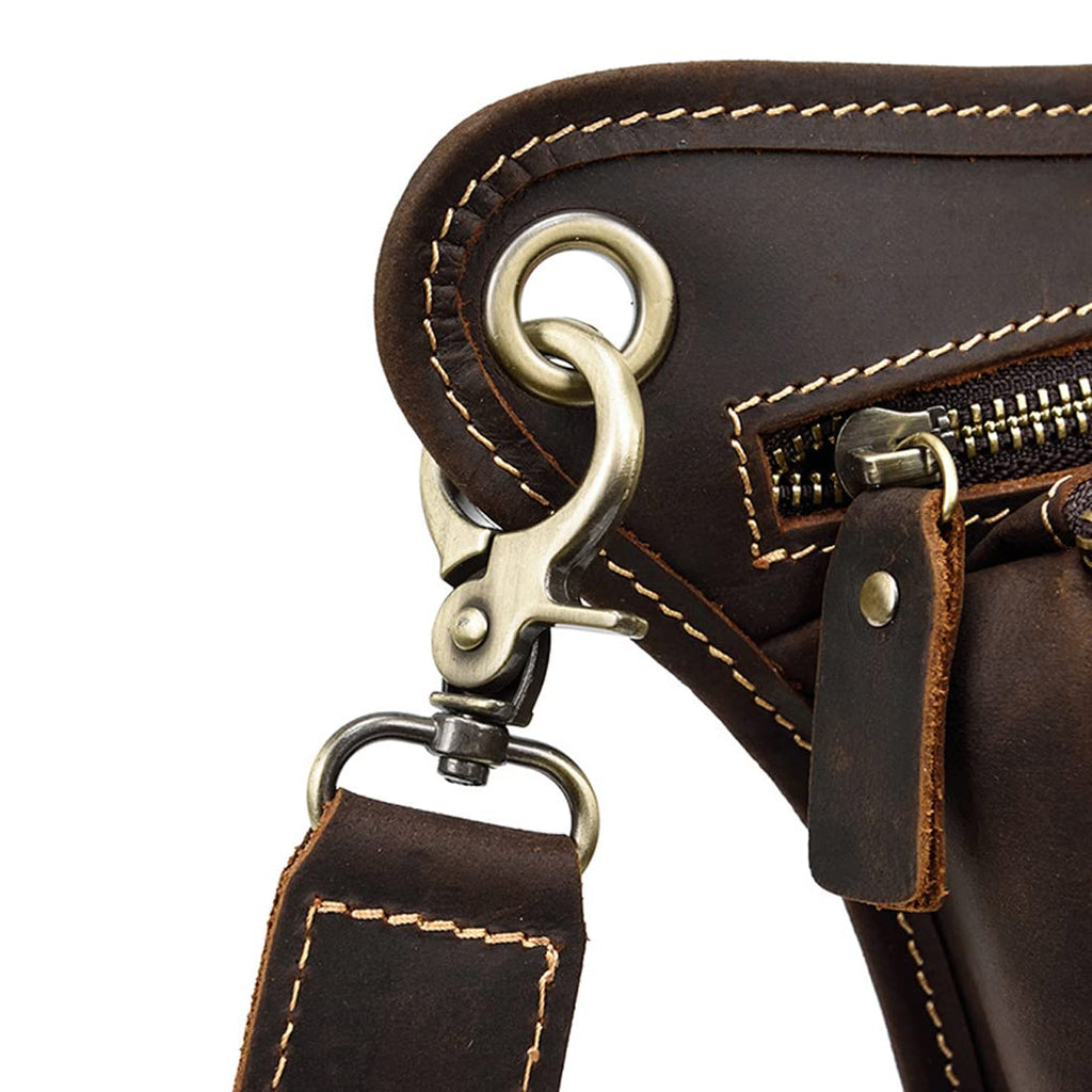 Kpywzer Vintage Leather Drop Leg Bag For Men Women Thigh Hip Bum Waist Fanny Pack Motorcycle Bike Riding Cycling Multi-Purpose T