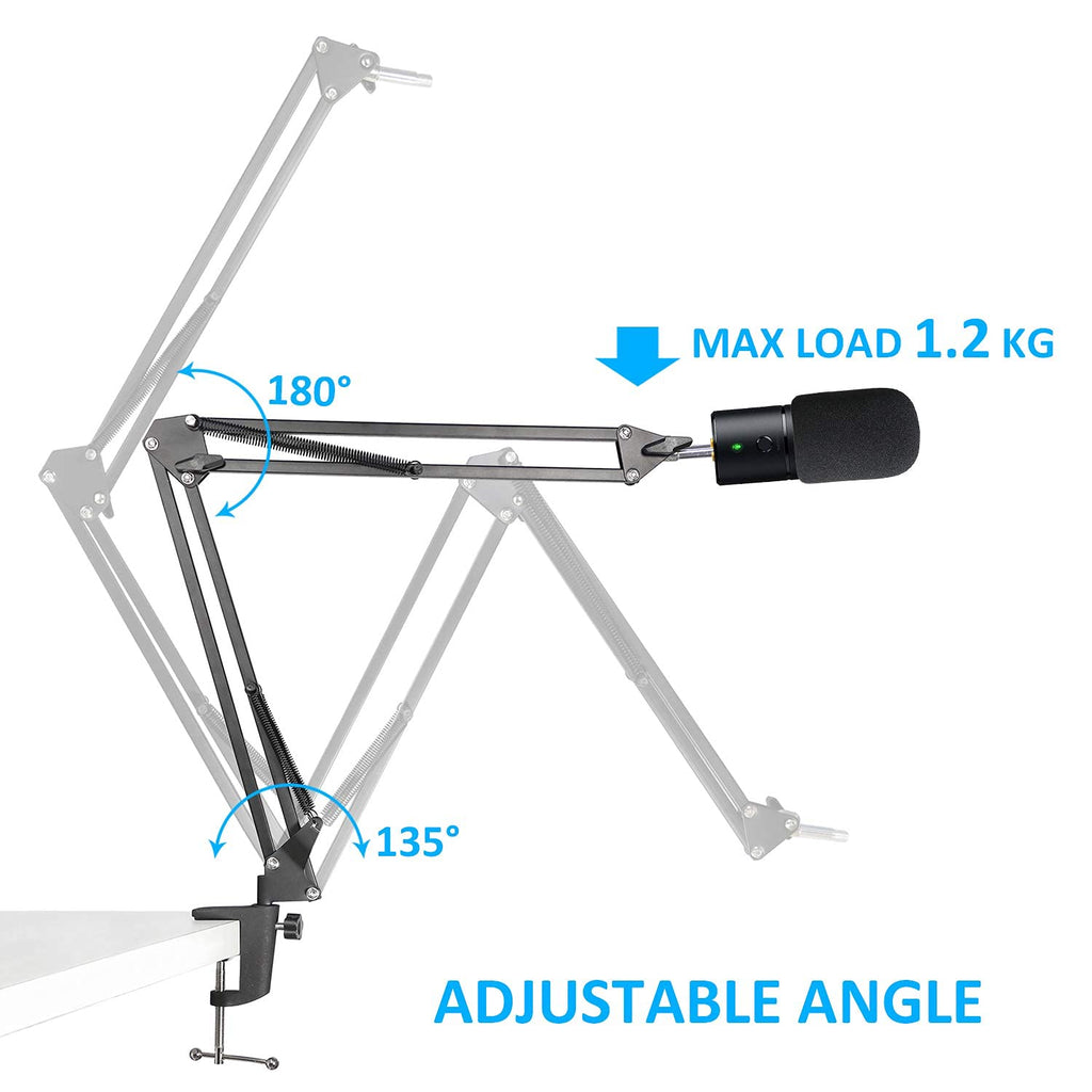 Razer Seiren X Mic Boom Arm With Foam Windscreen, Suspension Boom Scissor Arm Stand With Pop Filter Cover For Razer Seiren X Usb