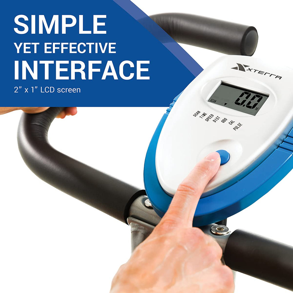 Xterra Fitness Folding Exercise Bike, 225 Lb Weight Capacity, Cordless, Battery Powered With Solid X-Frame Folding Design, Padde