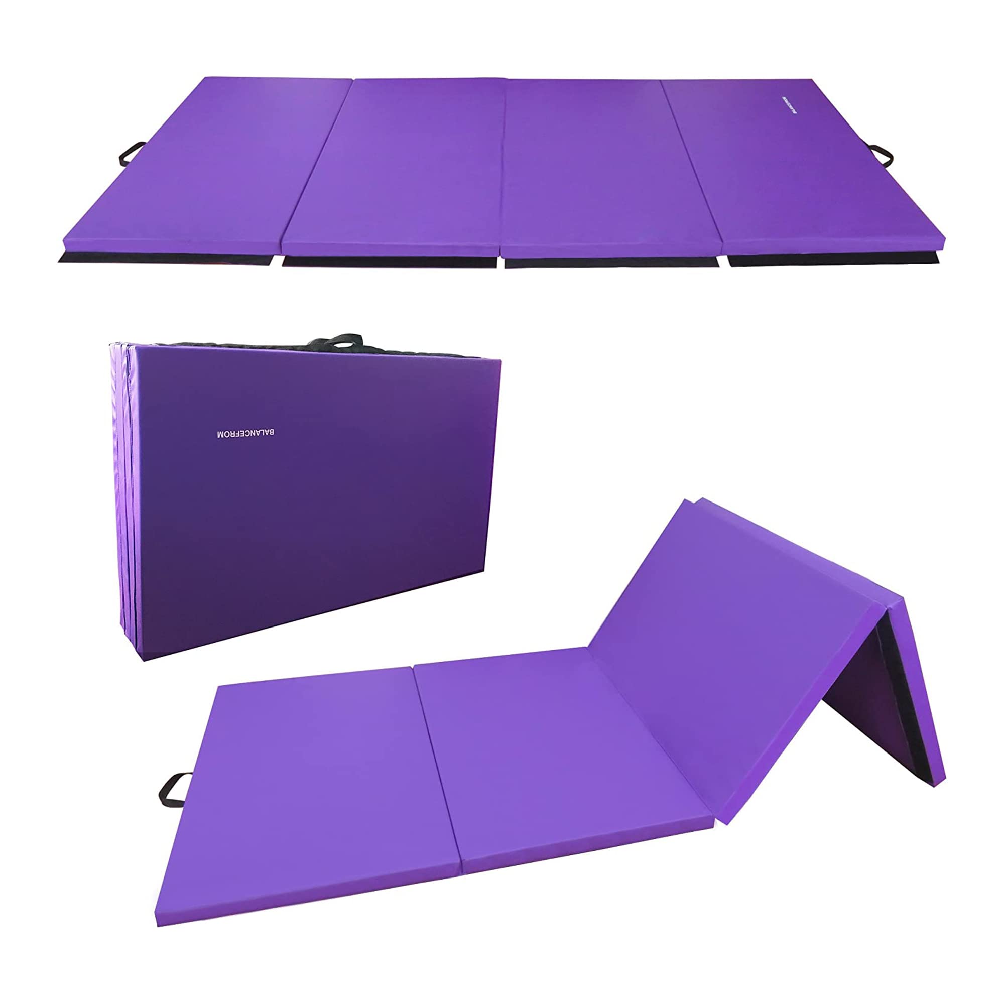 Balance From Folding Gymnastics Mat, Home Gym Floor Tumbling Equipment, Purple
