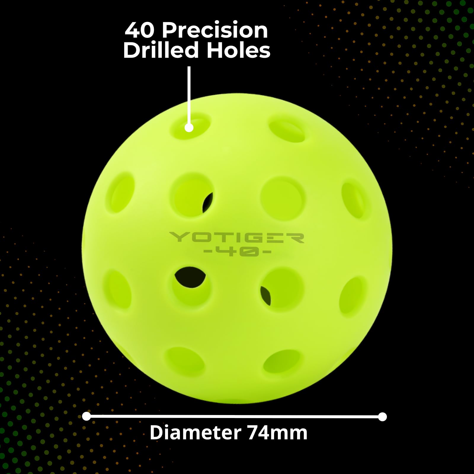 Yotiger Pickleball Balls, 12 Pack 40 Holes Outdoor Pickleball Balls, High Visibility And Bounce, Stylish And Durable Pickleball