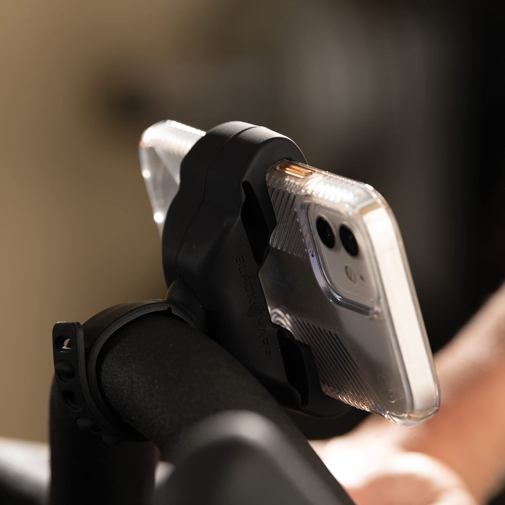 Black Harp Silicone Bike Phone Holder Designed For Peloton And Exercise Bike- Cell Phone Mount For Stationary Exercise Bike Acce