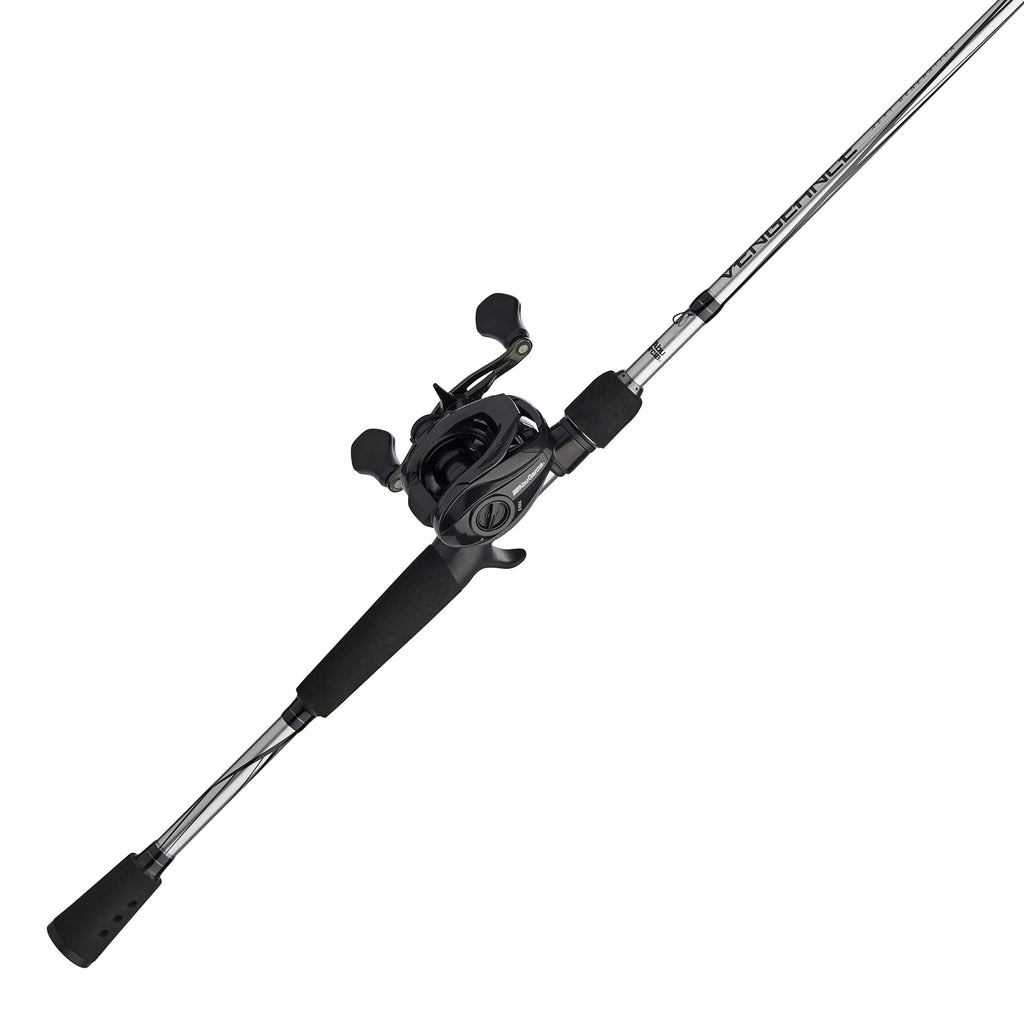 Abu Garcia Vengeance Low Profile Baitcast Reel And Fishing Rod Combo, Gray/Black, 7' - Medium Heavy - 1Pc