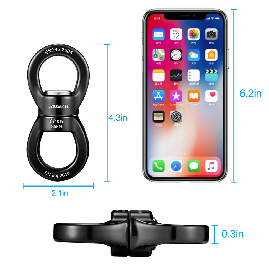 Auskit, Black Swing Swivel, 35 Kn Safest Rotational Device Hanging Accessory