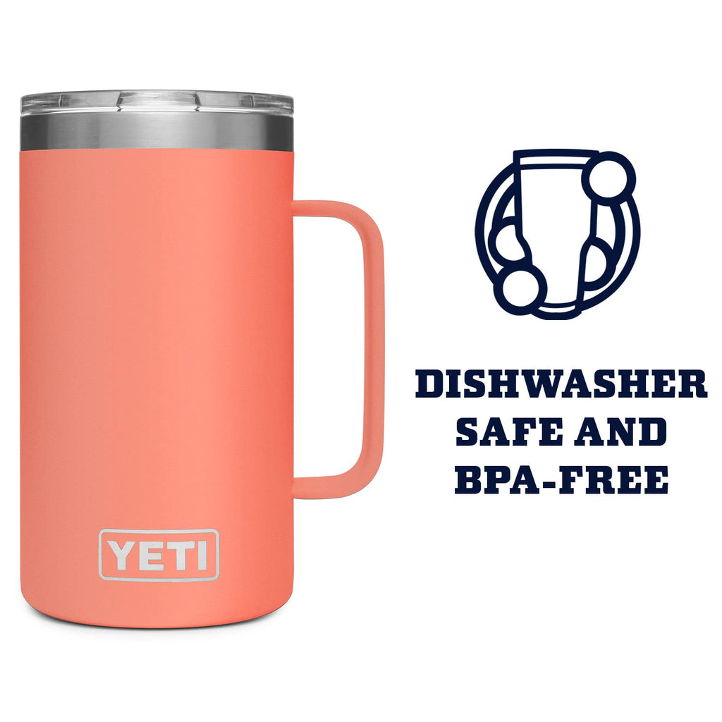 Yeti Rambler 24 Oz Mug, Vacuum Insulated, Stainless Steel With Magslider Lid, Coral
