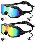 Rantizon Swim Goggles 2 Pack, Adjustable Wide View Anti Fog&Uv Swimming Goggles For Audlt, No Leaking Swim Glasses For Men Women