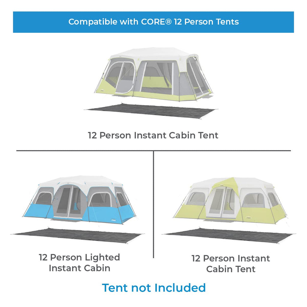 Core Outdoor Tent Footprints | Perfect Tarp Camping Accessories For Easy Camp Setup (12 Person Instant Cabin Tents)