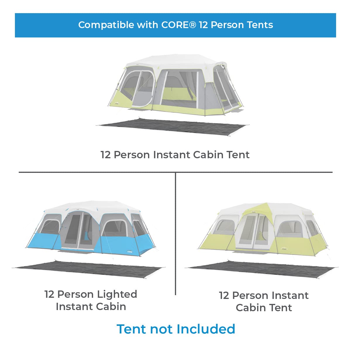 Core Outdoor Tent Footprints | Perfect Tarp Camping Accessories For Easy Camp Setup (12 Person Instant Cabin Tents)