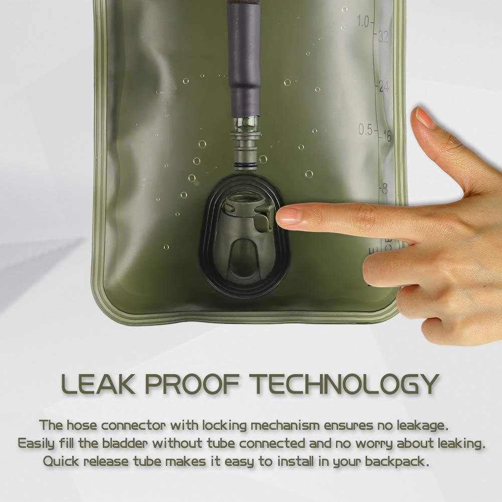 2L Hydration Bladder, Bpa Free Water Bladder For Hiking Backpack 2 Liter Military Green Water Storage Bag With Insulated Tube, H