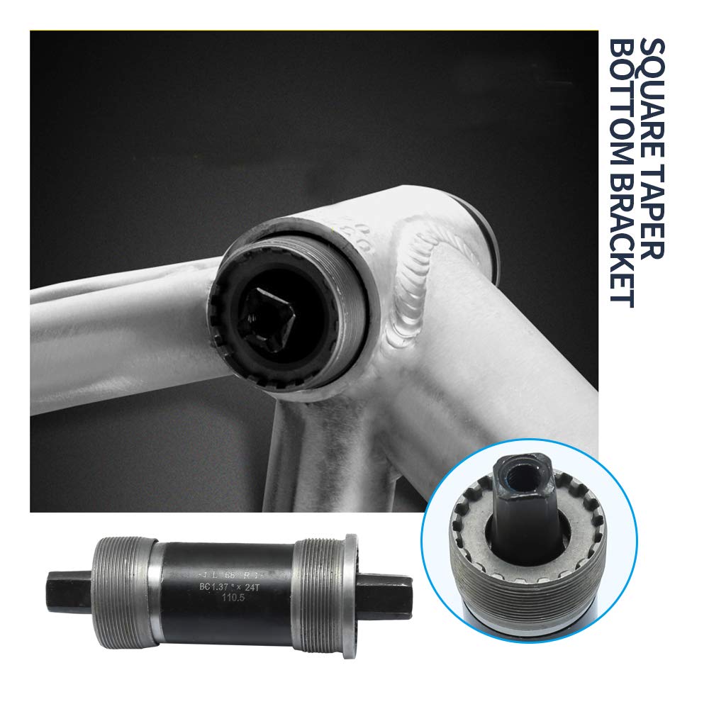 Hoypeyfiy Bb-Un26 Square Taper Bottom Bracket 68 * 123/127 / 110Mm (Black 1Pcs) (68X110Mm)