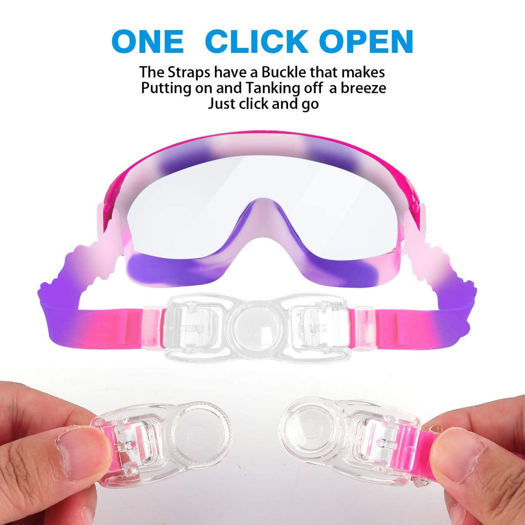 Cooloo Kids Swim Goggles For Age 3-15, 2 Pack Kids Goggles For Swimming With Nose Cover, No Leaking, Anti-Fog, Waterproof