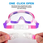 Cooloo Kids Swim Goggles For Age 3-15, 2 Pack Kids Goggles For Swimming With Nose Cover, No Leaking, Anti-Fog, Waterproof