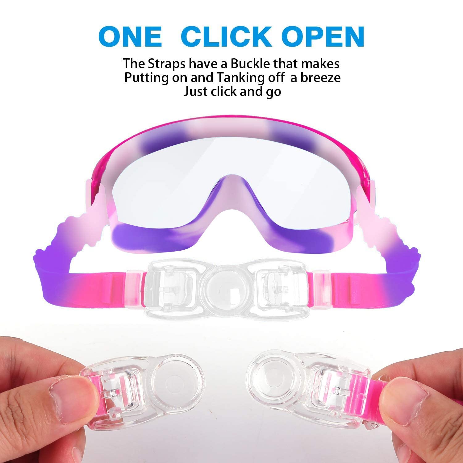 Cooloo Kids Swim Goggles For Age 3-15, 2 Pack Kids Goggles For Swimming With Nose Cover, No Leaking, Anti-Fog, Waterproof