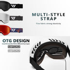 Wiston Ski Goggles - Otg Snow/Snowboard Goggles For Men, Women & Youth - 100% Uv Protection (White Frame/Fuchsia Lens)