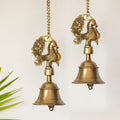 Exclusivelane Peacock Brass Decorative Hanging Bells For Home Decoration (Set Of 2, Pure Brass, 3.7X 3.7 X 7.7 Inch, 2.2 Kg) |