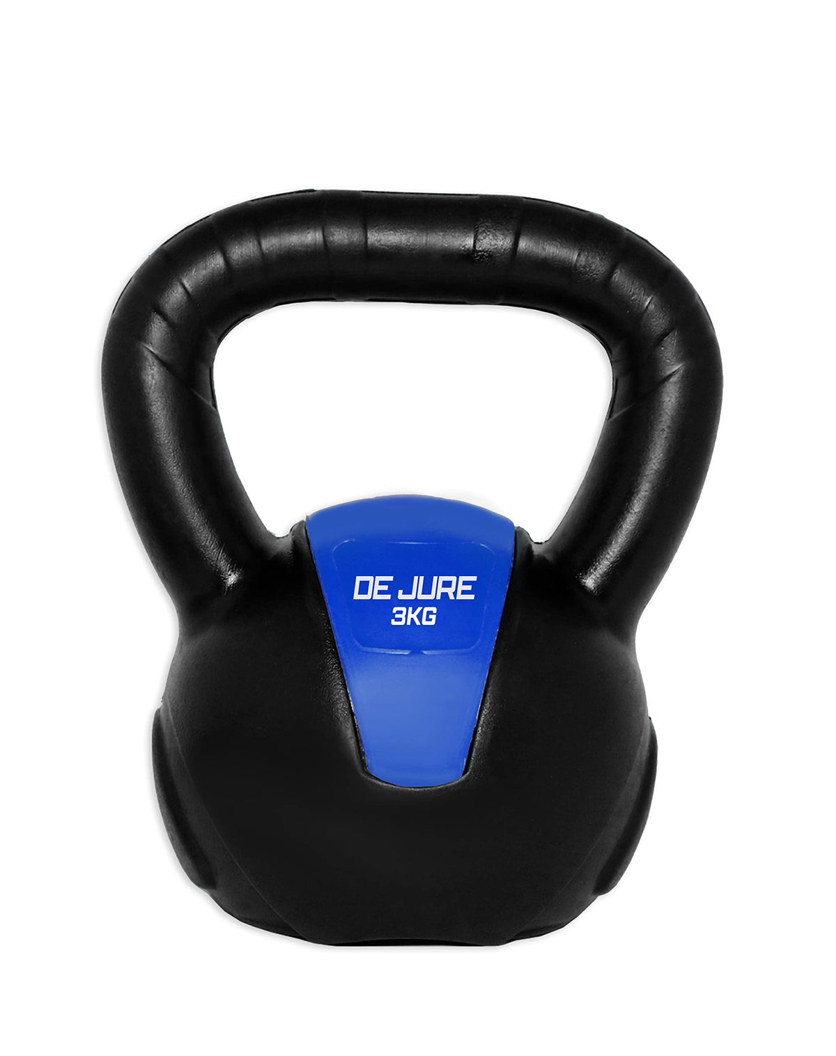 De Jure Fitness PVC Kettle Bell for Strength and Cardio Training, Full body exercises for Men & Women 3kg (Blue Black)