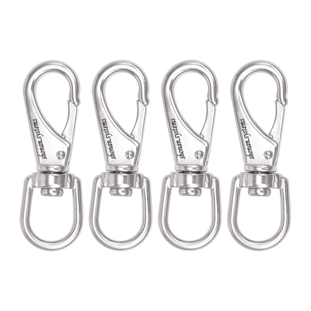 Shonan Stainless Steel Flag Clips For Flagpole Rope- 4 Pack 3.5 Inch Swivel Snap Hook Flag Pole Clips, Diving Clips Spring Hooks
