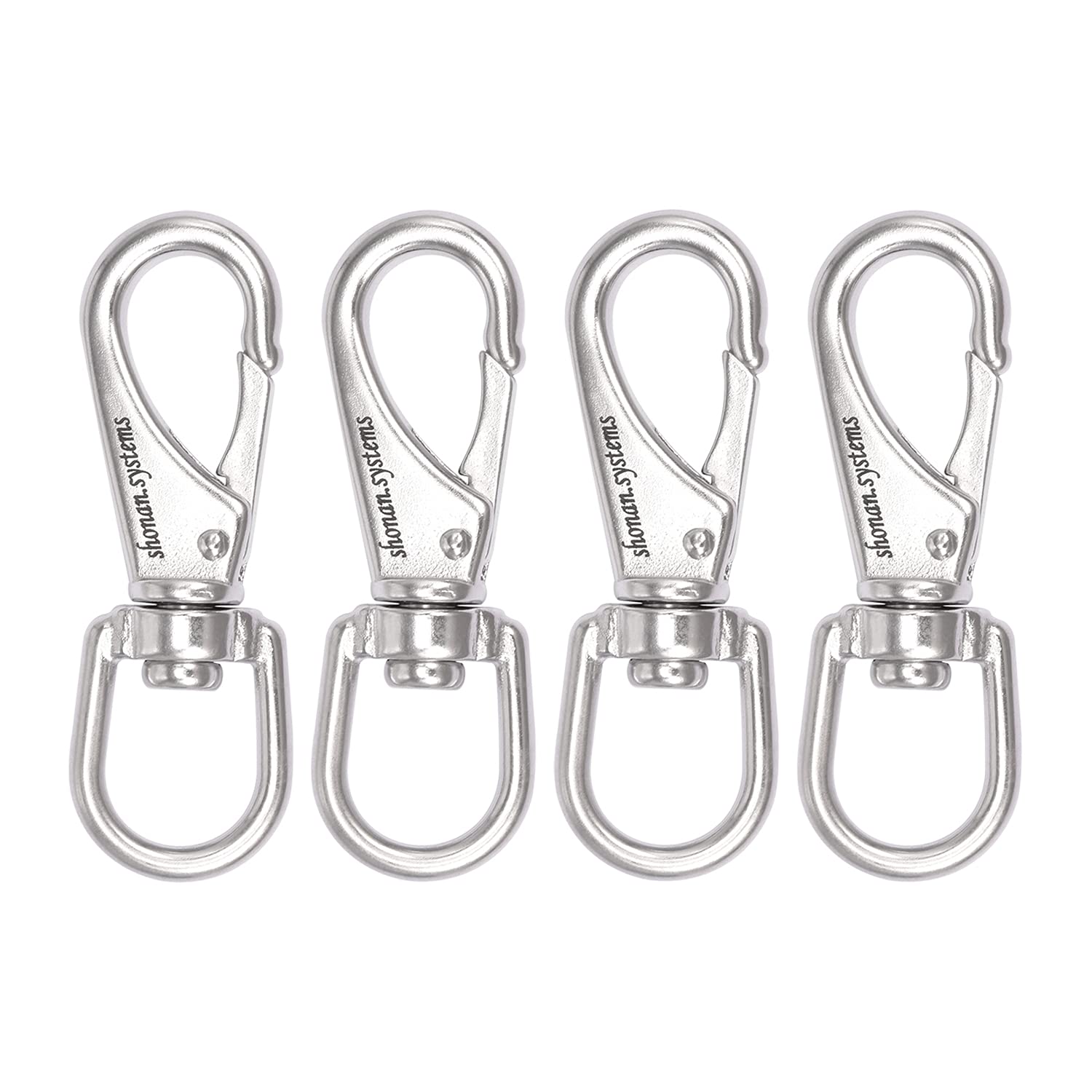 Shonan Stainless Steel Flag Clips For Flagpole Rope- 4 Pack 3.5 Inch Swivel Snap Hook Flag Pole Clips, Diving Clips Spring Hooks