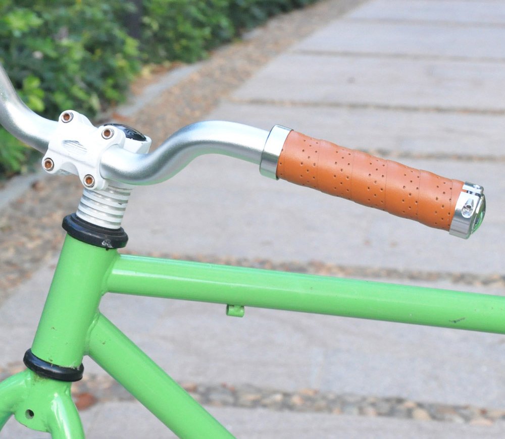Upanbike Bike Grips Leather Double Lock On Fit 22.2Mm Handlebar Grips For Mountain Bike Road Bicycle