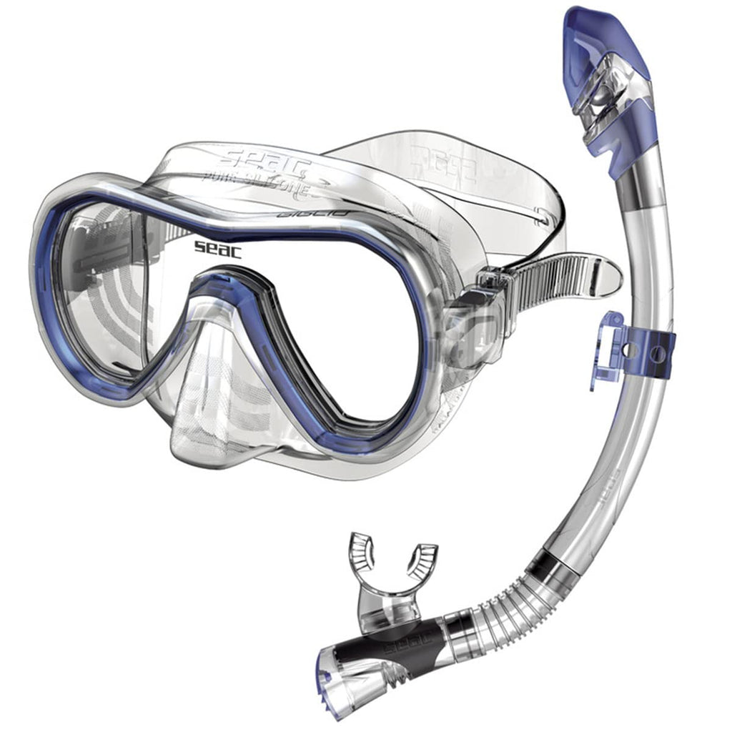 Seac Set Giglio Dry Valve, Snorkeling Set With Underwater Mask And Snorkel, Blue, Standard