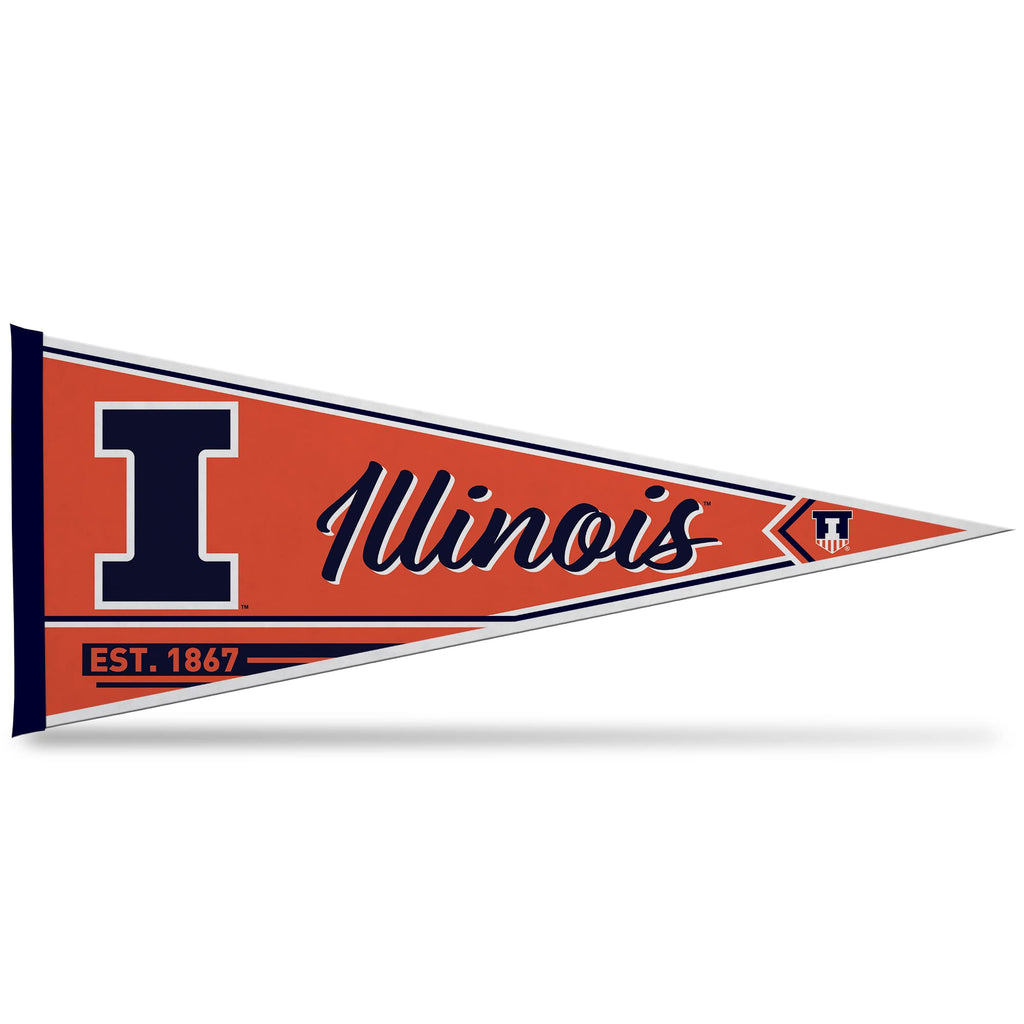 Rico Industries Ncaa Illinois Fighting Illini Classic 12'' X 30'' Felt Wall D  Cor Pennant - Great For Home/Bed Room/Man Cave D