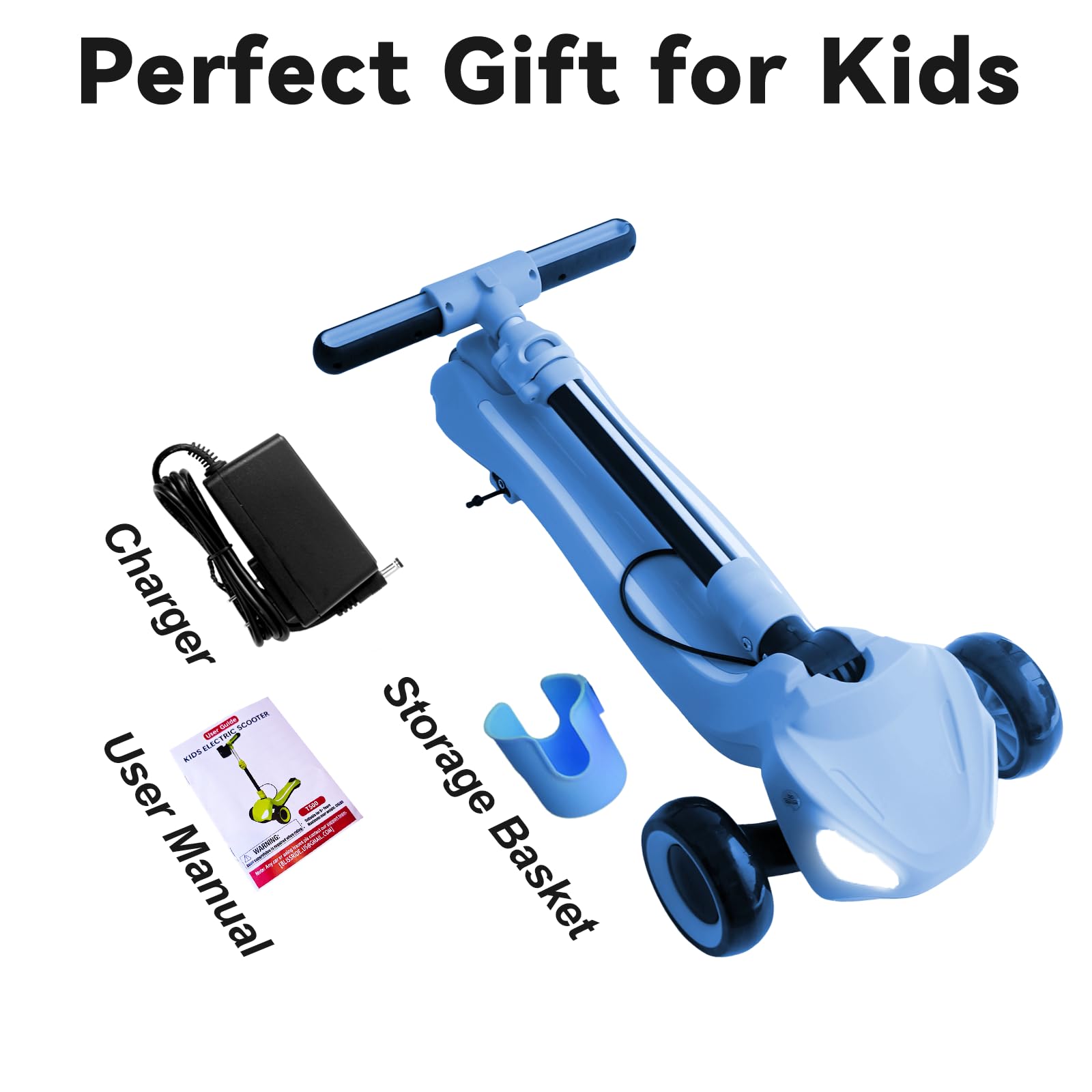 Electric Scooter for Kids Age 3-10, 2025 Upgraded, Storage Basket, LCD Screen, Full Body Lights Up, Wide Deck, 5Mph Safe Speed,