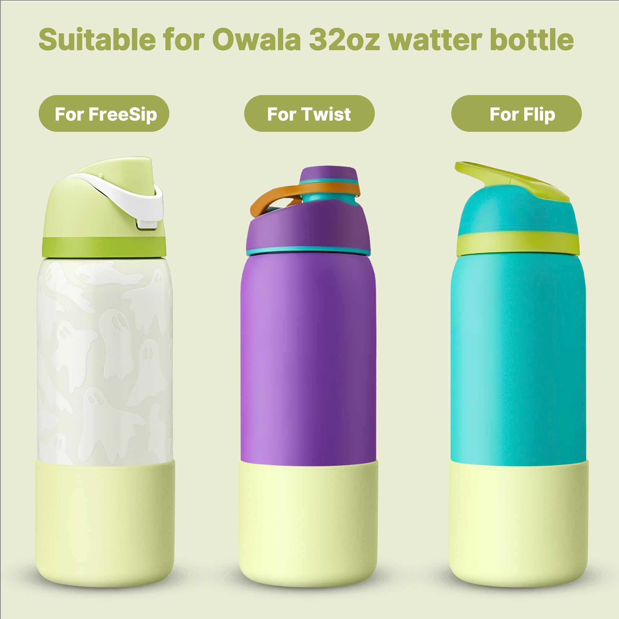 Diumepo Silicone Boot for Owala 32 oz Water Bottle, Anti-Slip Protective Sleeve, Boot Bottom Base (Green)