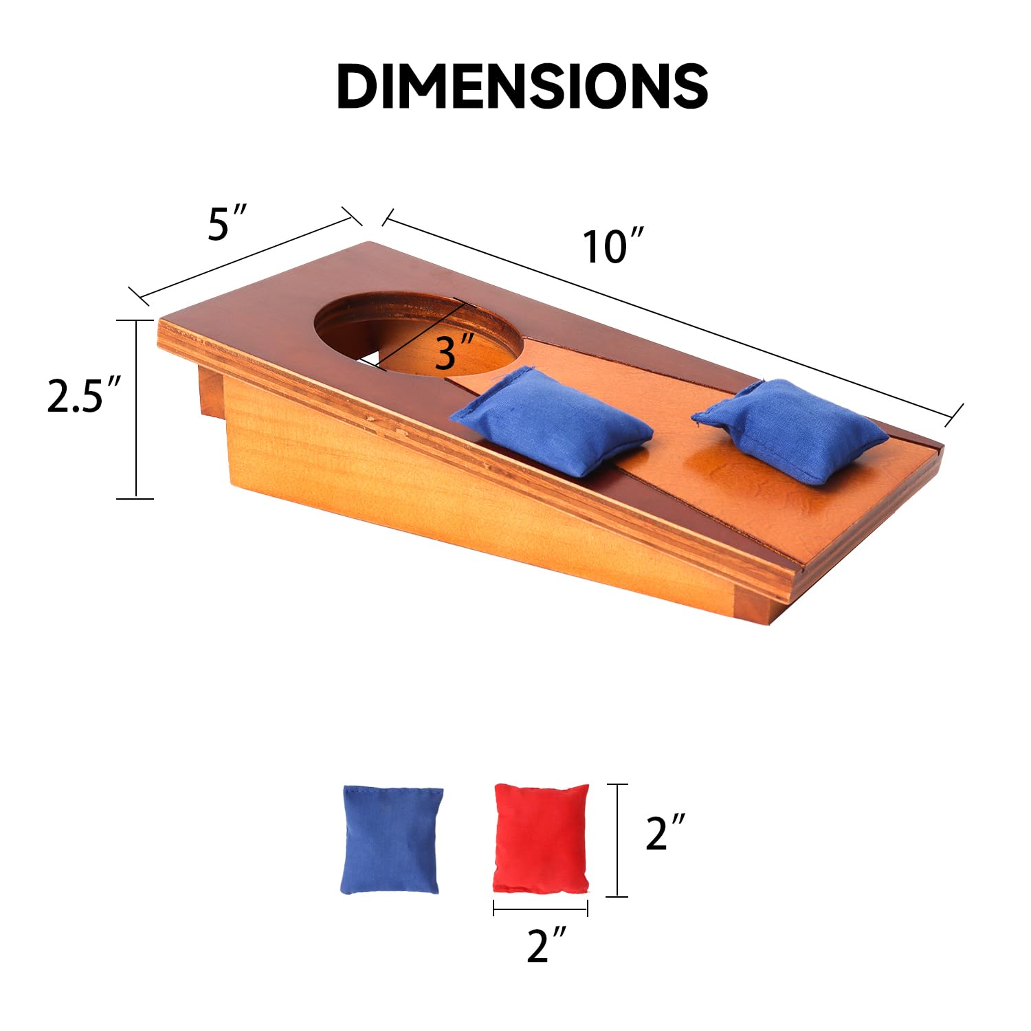 Gse Mini 10''X5'' Tabletop Cornhole Toss Game Set With 8 Bean Bags, Wooden Desktop Cornhole Game Set For Travel, Office Desk. Mi